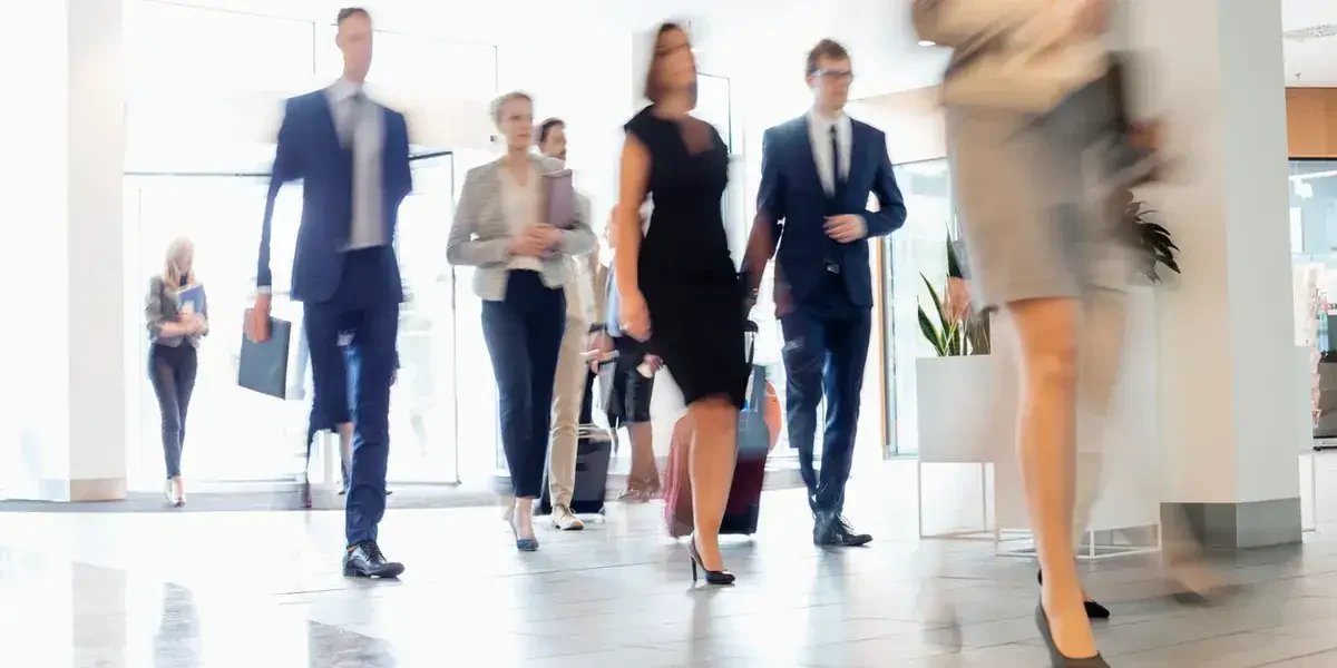 People walking blurry photo